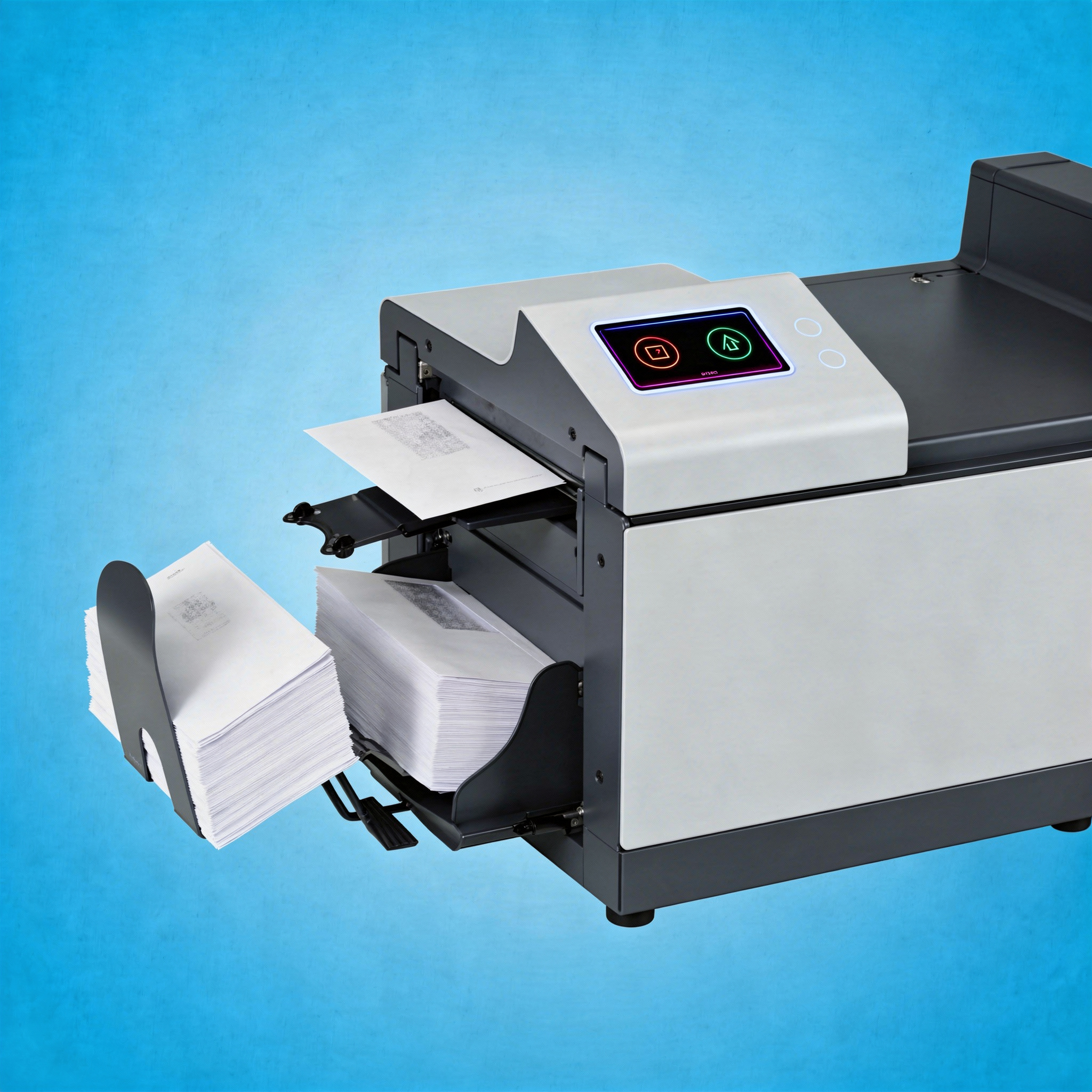 Couverteermachine voor machinaal invouwen van brieven en mailings